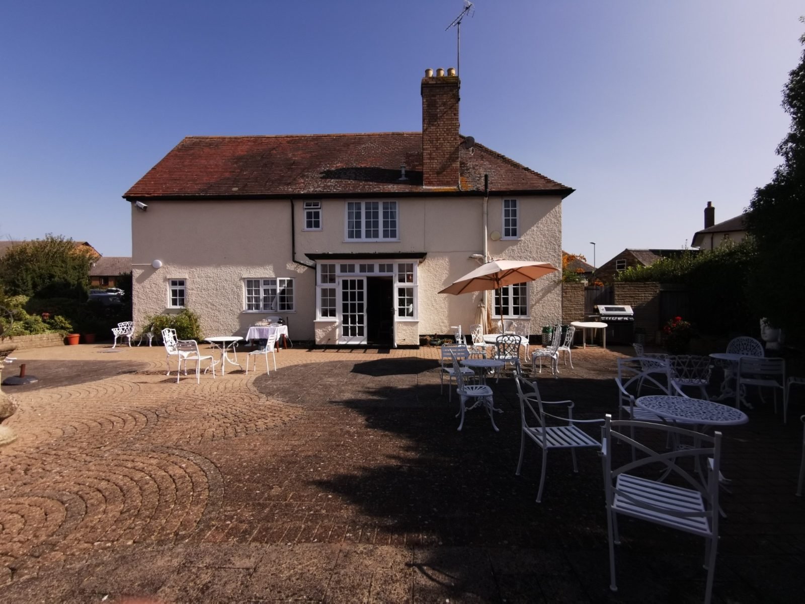 The Meryan House and its gardens from above